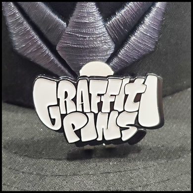 GRAFFITIPINS Logo (Black & White) - Enamel Hat Clip