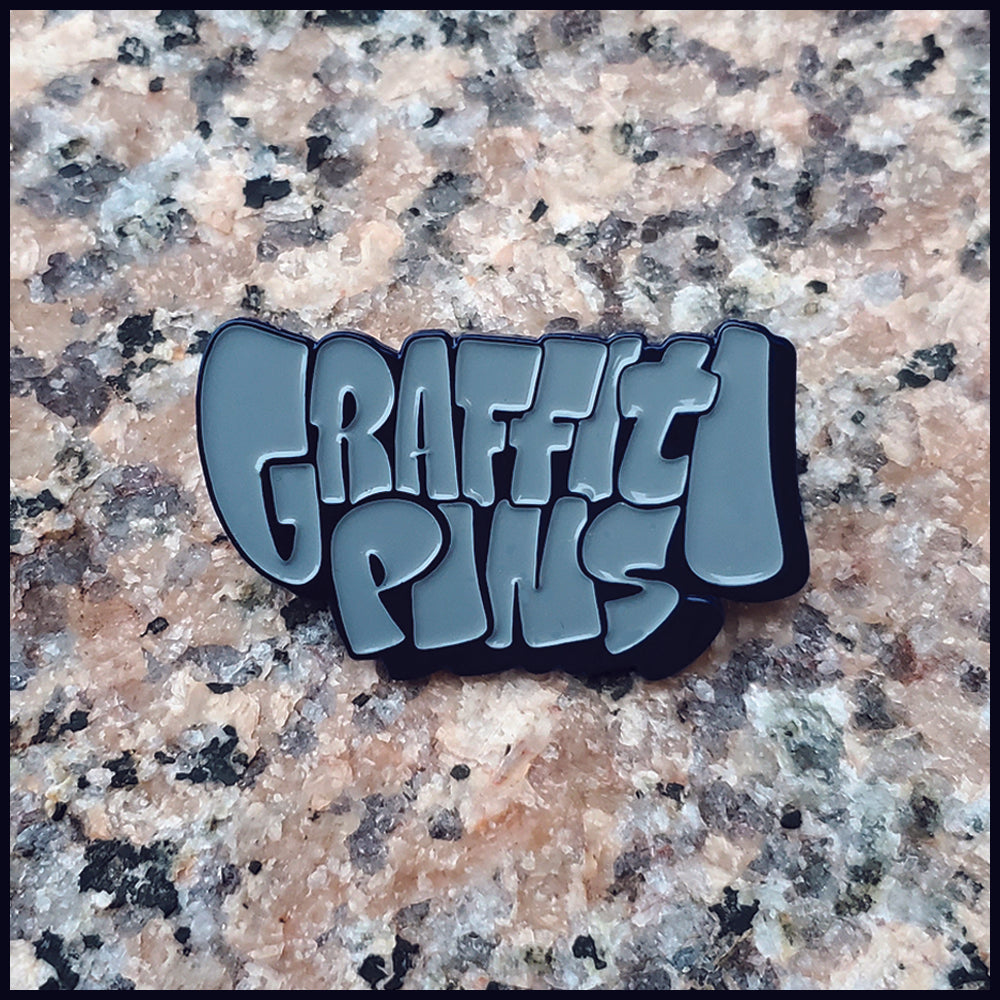 Simon Dee x Graffitipins Logo Gray Throwie Pin - Enamel Pin
