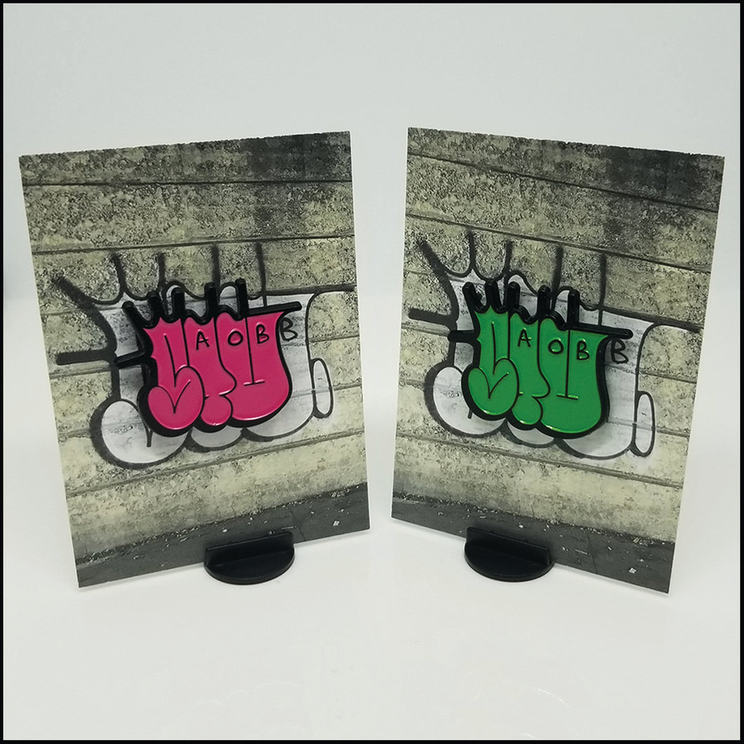 Stu Lime Green & Pink Throwie - Enamel Pin Set