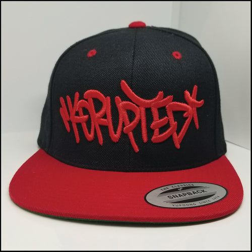 KORUPTED 6 Panel Snapback Black Hat/Red Bill - Adult Size