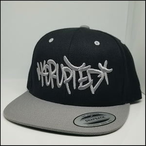 KORUPTED 6 Panel Snapback Black Hat/Silver Bill - Adult Size
