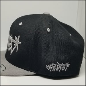 KORUPTED 6 Panel Snapback Black Hat/Silver Bill - Adult Size