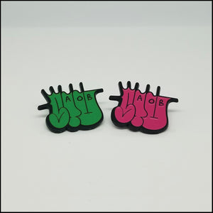 Stu Lime Green & Pink Throwie - Enamel Pin Set