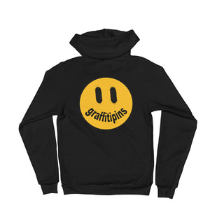 Graffitipins Smiley Face v2.0 (Back Design) - Full Zip Hoodie Sweater