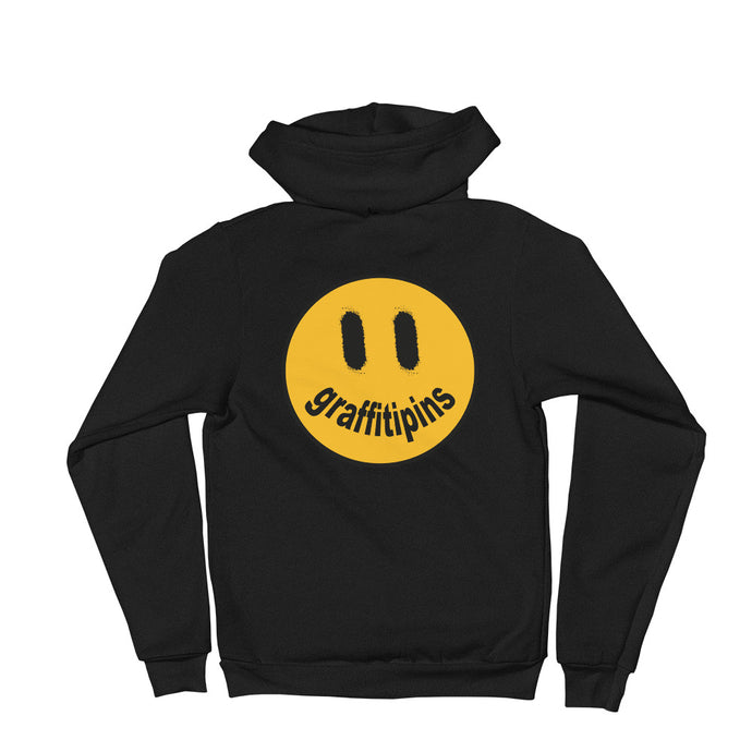 Graffitipins Smiley Face v2.0 (Back Design) - Full Zip Hoodie Sweater