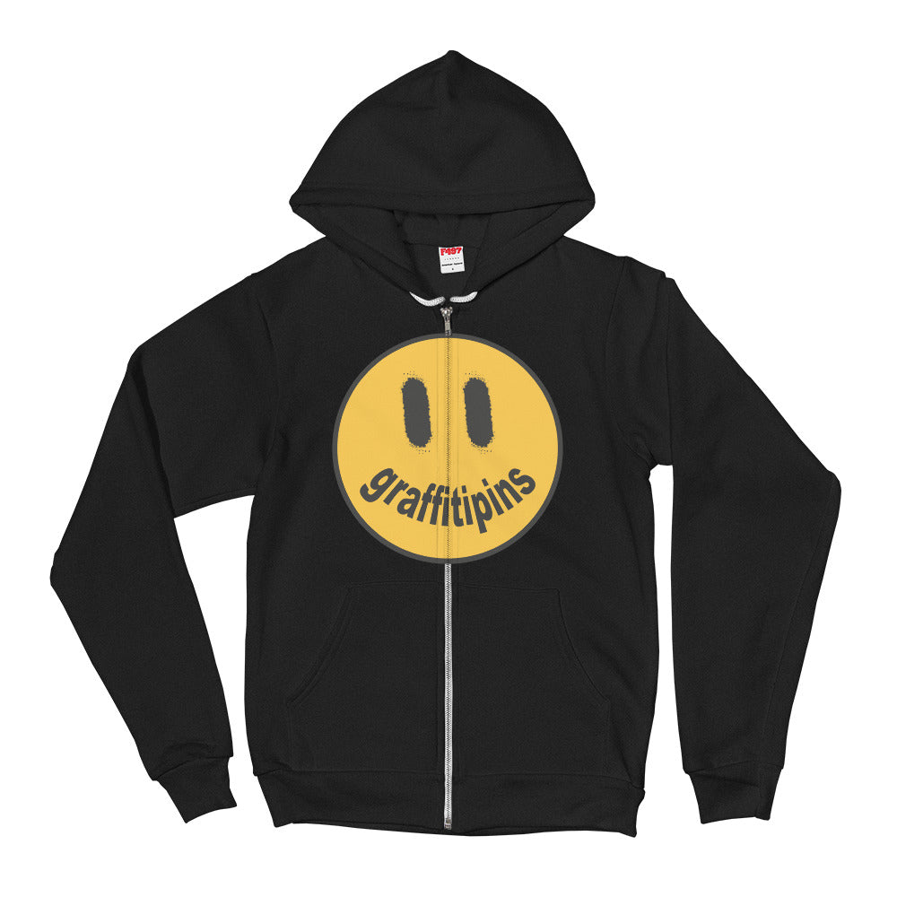 Graffitipins Smiley Face v2.0 (Front Design) - Full Zip Hoodie Sweater