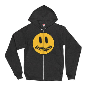 Graffitipins Smiley Face v2.0 (Front Design) - Full Zip Hoodie Sweater
