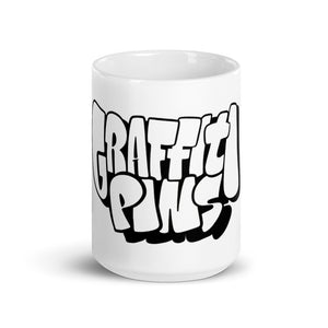 Simon Dee x Graffitipins (Black Lettering) - White Glossy Mug